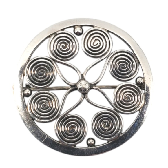 Eivind Knud Petersen Sterling Silver Flower Swirl Brooch #20520 - Picture 1 of 8